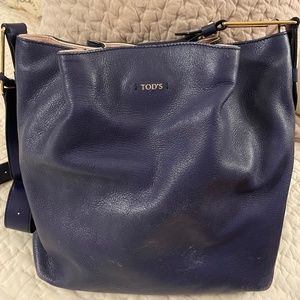 Tod's Nappa leather navy blue bucket bag